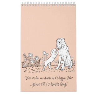 Deutsche Dogge 18-Monate Ausmalen Personalisiert Kalender