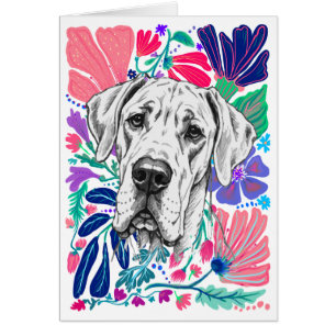 Deutsche Dogge abstrakte florale Einladung 
