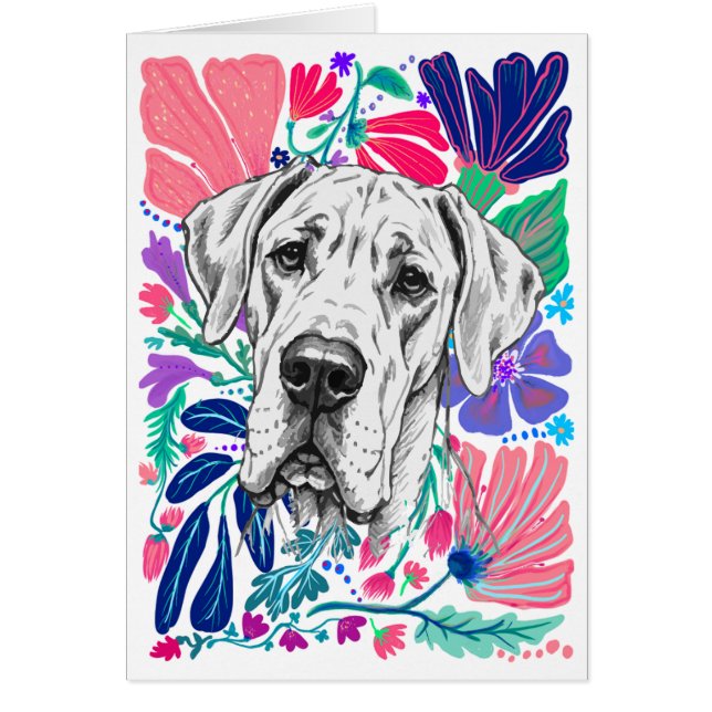 Deutsche Dogge abstrakte florale Einladung  (Vorne)