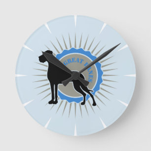 Deutsche Dogge auf blau elegant Runde Wanduhr