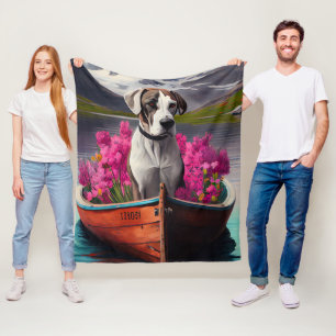 Deutsche Dogge auf einem Paddel: Ein landschaftlic Fleecedecke