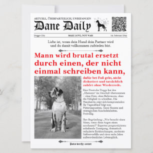 Deutsche Dogge beste Freundin Valentinstag Zeitung Feiertagskarte