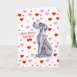 Deutsche Dogge blauer UC-Valentinstag-Kuss Feiertagskarte