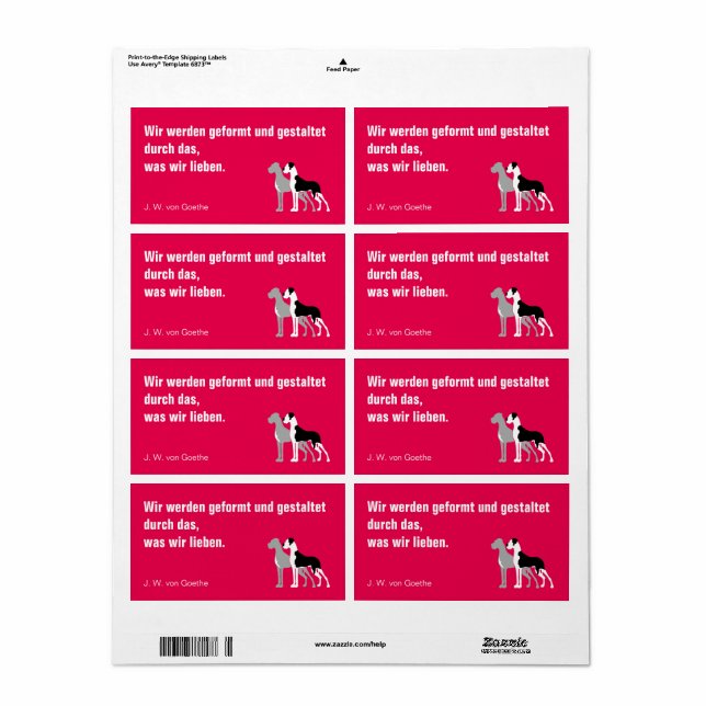 Deutsche Dogge Briefaufkleber (Vorne)