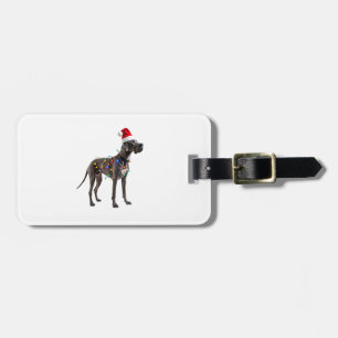 Deutsche Dogge Feiertags Weihnachtslicht (1) Gepäckanhänger