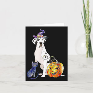 Deutsche Dogge Halloween Hund Harlekin Karte