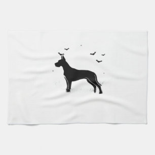 Deutsche Dogge Hund � Halloween Mond Silhouette Kl Geschirrtuch