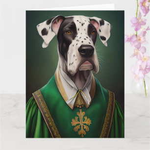 Deutsche Dogge in St. Patrick's Day-Kleid Karte