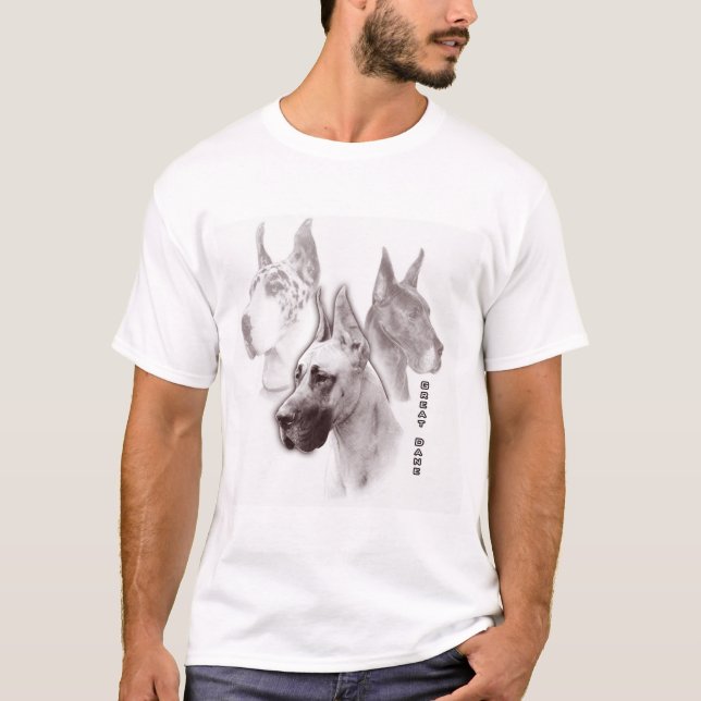 Deutsche Dogge karminrote Duotone Kunst T-Shirt (Vorderseite)