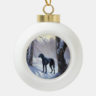 Deutsche Dogge Lass es schneien Weihnachten Keramik Kugel-Ornament