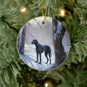 Deutsche Dogge Lass es schneien Weihnachten Keramik Ornament