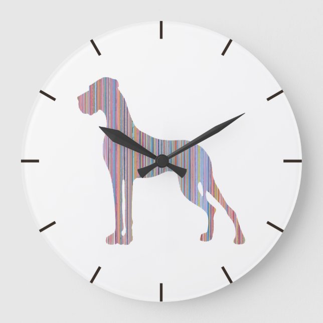 Deutsche Dogge Liniert Große Wanduhr (Vorderseite)