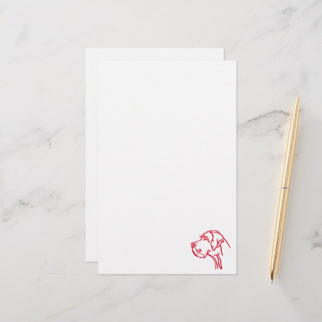 Deutsche Dogge minimale Kopfzeichnung Briefpapier (Vorderseite/Rückseite Beispiel)