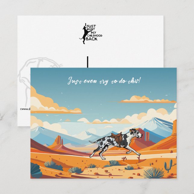 Deutsche Dogge oder Pferd  Postkarte (Vorne/Hinten)