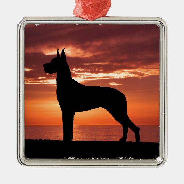 Deutsche Dogge Silbernes Ornament (Vorne)