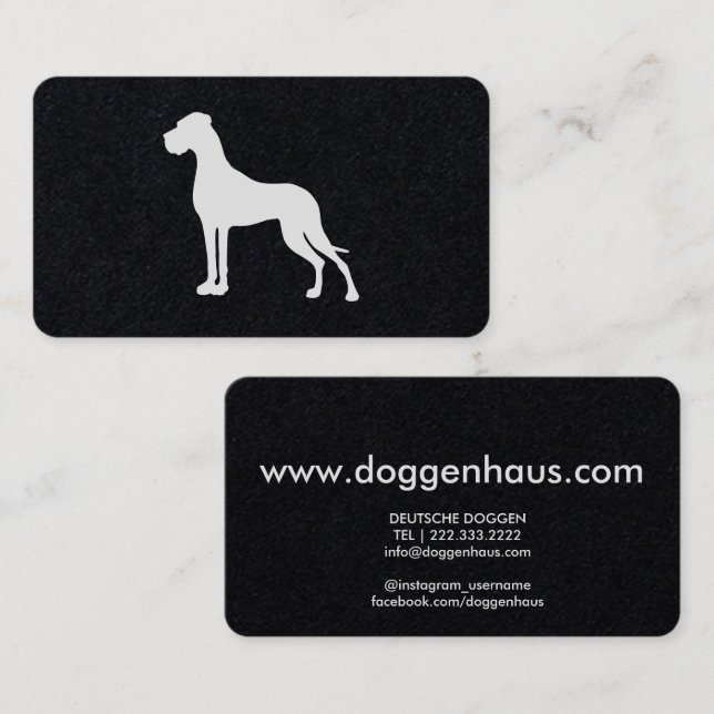 Deutsche Dogge Silhouette Visitenkarte (Vorne/Hinten)