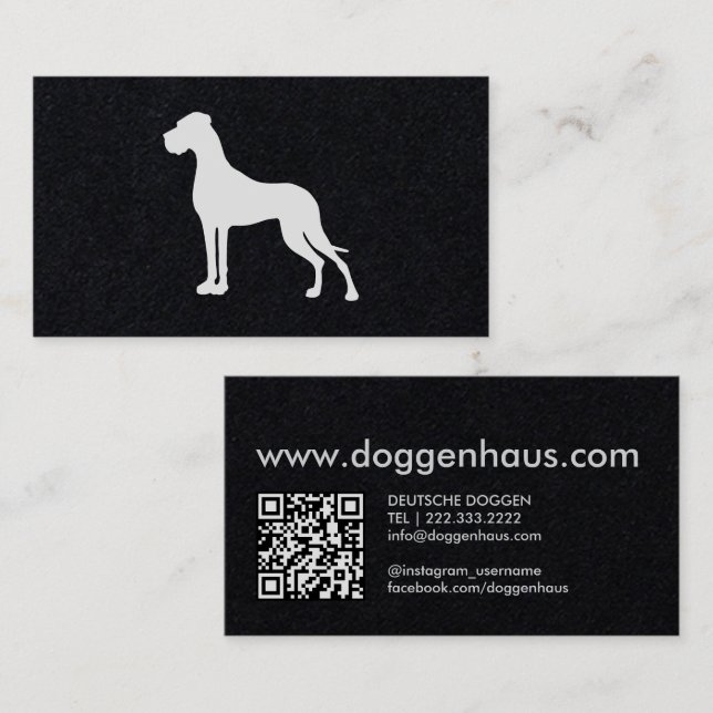 Deutsche Dogge Silhouette Visitenkarte (Vorne/Hinten)