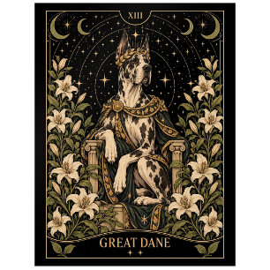 Deutsche Dogge, Sternen-Tarot-Kunst Postkarte