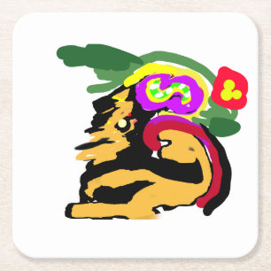 Deutsche Dogge und Blumen Rechteckiger Pappuntersetzer