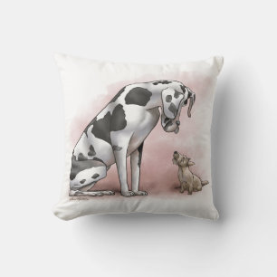 Deutsche Dogge und Schottischer Terrier Cartoon Kissen