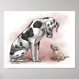 Deutsche Dogge und Schottischer Terrier Cartoon Poster