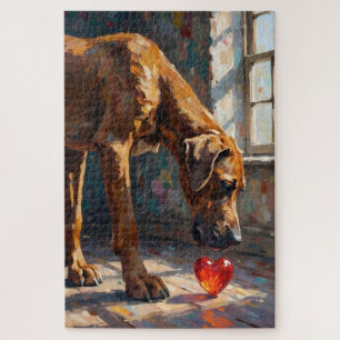 Deutsche Dogge Valentinstag Sanftes Herz Puzzle