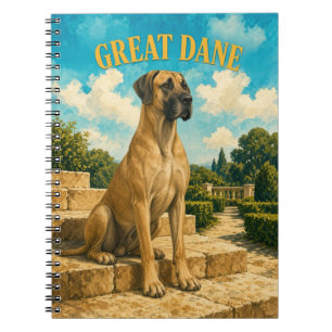 Deutsche Dogge, Vintage-Wasserfarben-Hundekunst Notizblock