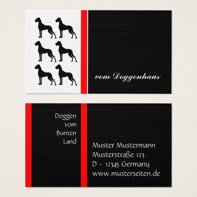 Deutsche Dogge Visitentententenkarte (Vorne & Hinten)