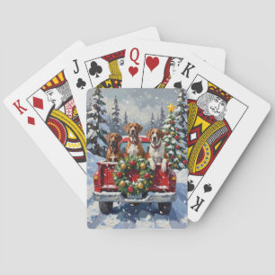 Deutsche Dogge Weihnachten Roter LKW Feiertag Spielkarten