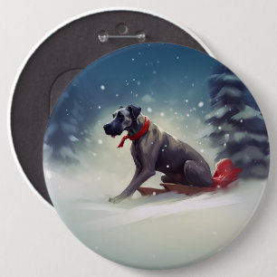 Deutsche Dogge Weihnachten Schnee Winter Button