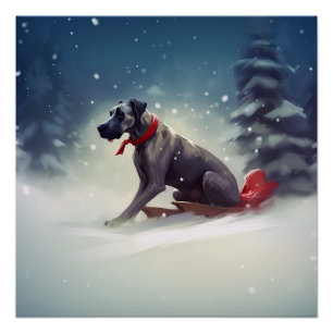 Deutsche Dogge Weihnachten Schnee Winter Poster