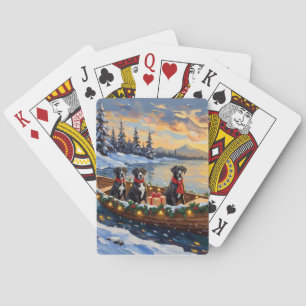 Deutsche-Dogge-Weihnachtsboot-Feier Spielkarten