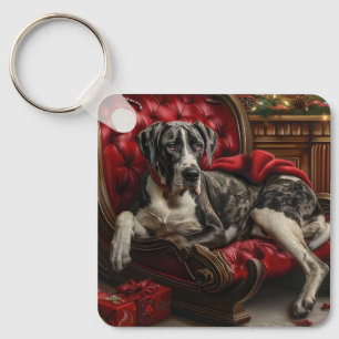 Deutsche Dogge Weihnachtsfest Schlüsselanhänger