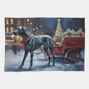 Deutsche Dogge Weihnachtsfestzeit Geschirrtuch