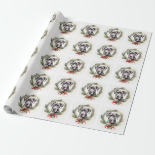 Deutsche Dogge Weihnachtskranz Festlicher Hund Geschenkpapier