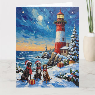 Deutsche-Dogge-Weihnachtsleuchtturm-Feiertag Karte