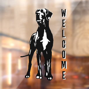 Deutsche-Dogge-Willkommens-Aufkleber Fensteraufkleber