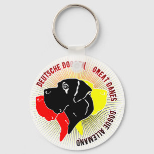 Deutsche Doggen Schwarz Rot Gold Schlüsselanhänger