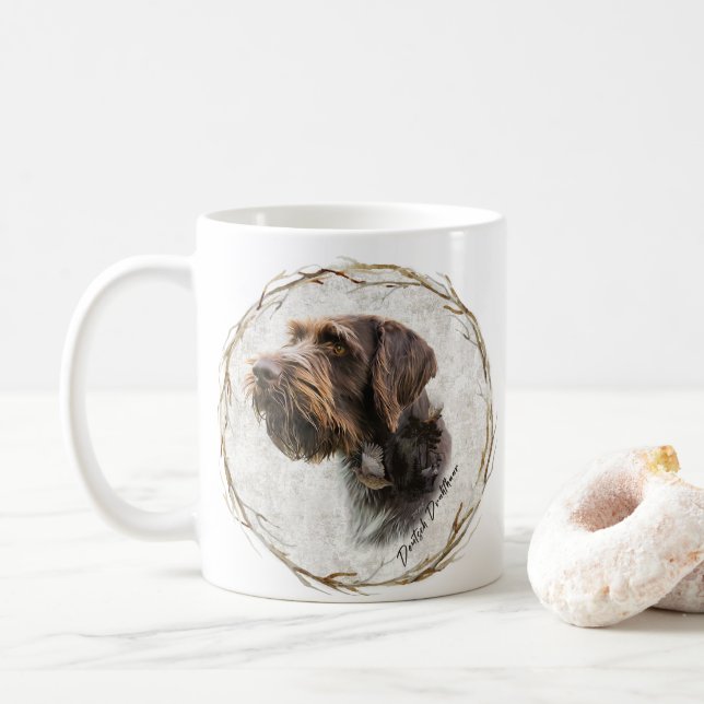 Deutsche Drahthaar Pointer Coffee Tasse (Mit Donut)