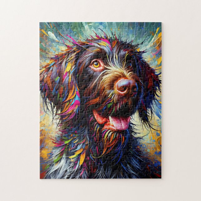 Deutsche Drahthaar Pointer Dog Akrylprint Puzzle (Vertikal)