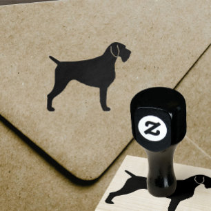 Deutsche Drahthaar Pointer Dog Rasse Silhouette Gummistempel