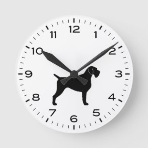 Deutsche Drahthaar Pointer Dog Silhouette Runde Wanduhr