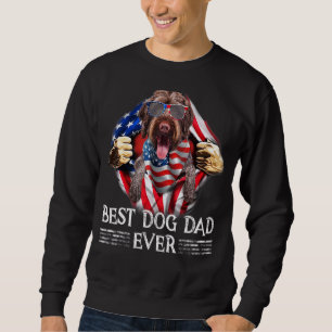 Deutsche Drahthaar Pointer Vater American Flag 4. Sweatshirt