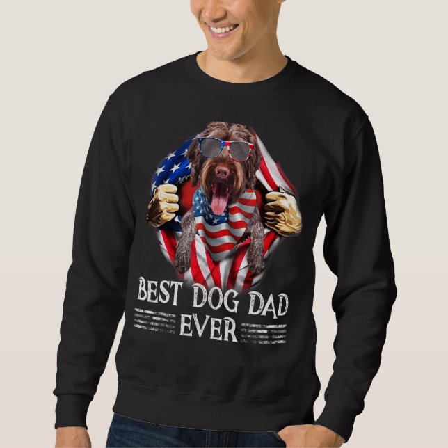 Deutsche Drahthaar Pointer Vater American Flag 4. Sweatshirt (Vorderseite)
