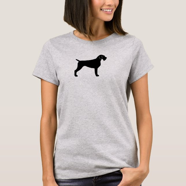 Deutsche Drahthaar-Zeiger-Silhouette T-Shirt (Vorderseite)