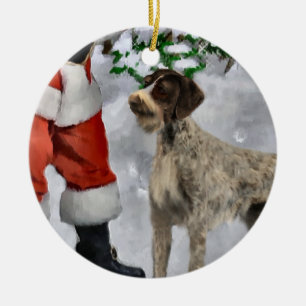 Deutsche Drahthaar-Zeiger-Weihnachtsgeschenke Keramikornament