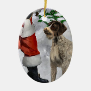 Deutsche Drahthaar-Zeiger-Weihnachtsverzierung Keramikornament
