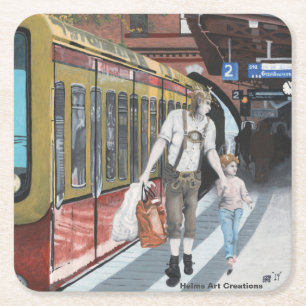 Deutsche Elfen Town Shopping Fantasy Paper Unterse Rechteckiger Pappuntersetzer