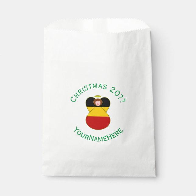 Deutsche Engel-Weihnachtsfahne Personalisiert Geschenktütchen (Vorderseite)