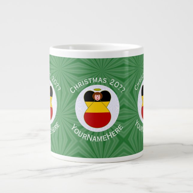 Deutsche Engel-Weihnachtsfahne Personalisiert Jumbo-Tasse (Vorderseite)